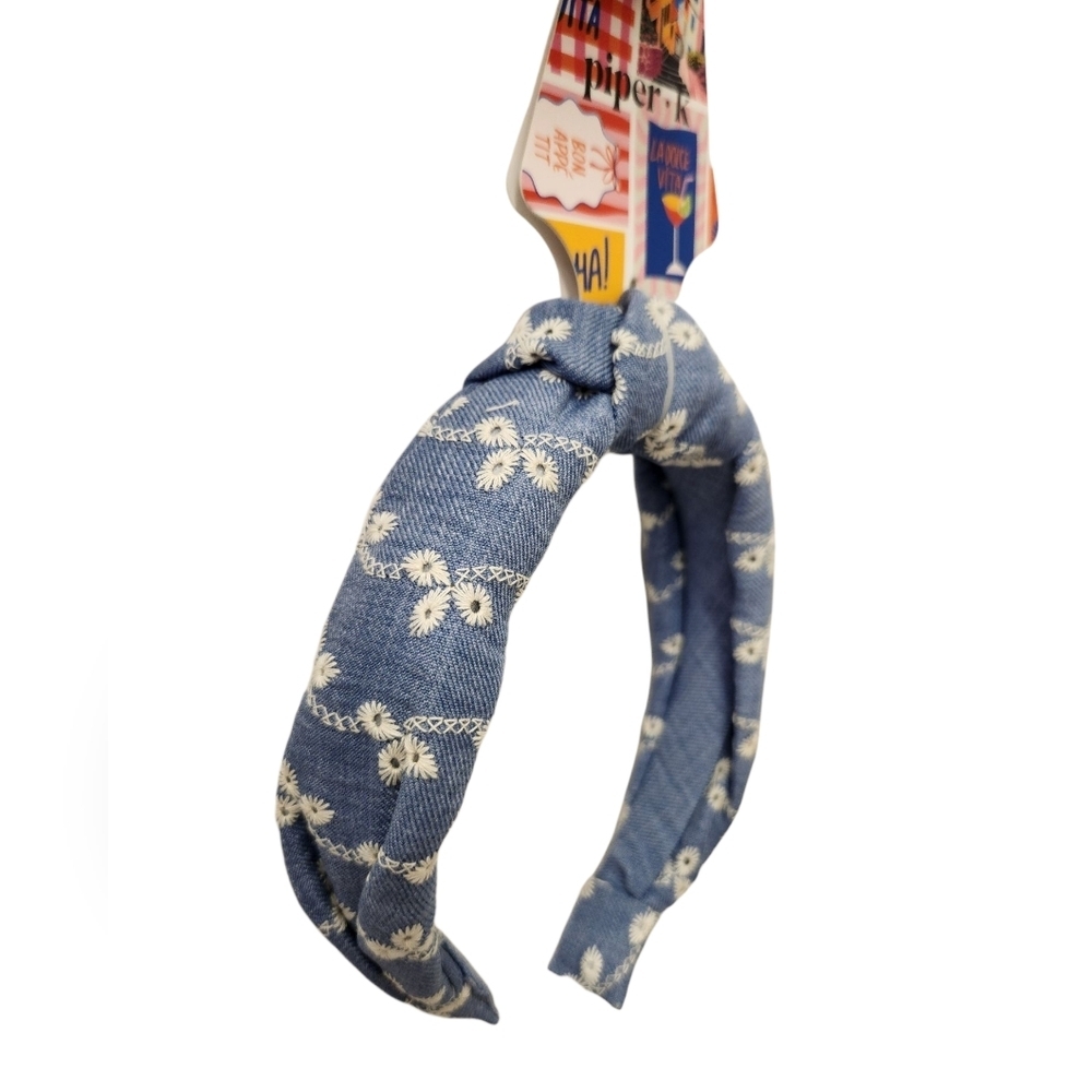 💙▪️Piper K▪️ Blue Floral Denim Embroidered  Headband